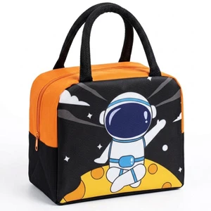 Kids’ Cartoon-Themed Insulated Thermal Lunch Bag, with Aluminum Inner Layer for School, Picnics and Travel, Orange (D0-6)
